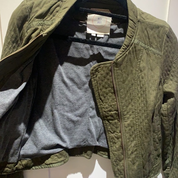 Anthropologie XS quilted army green jacket - Picture 4 of 6